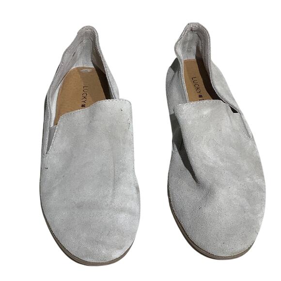 Lucky Brand Suede Slip-On Loafers Women’s Size 9M –Minimalist, Casual, Soft Gray - Picture 1 of 7